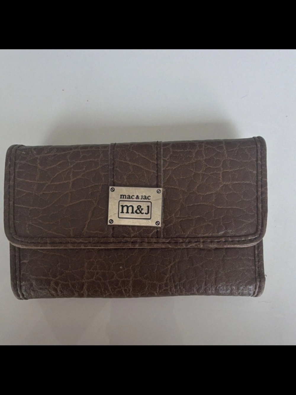 Vintage mac&jac Fold Over Brown Textured Wallet